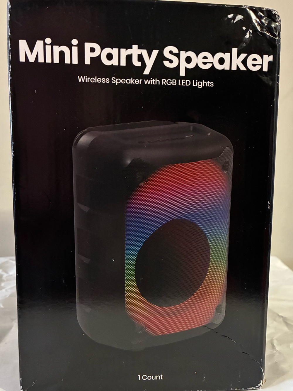 Mini Party Speaker Wireless Bluetooth Speaker with RGB LED Lights - Black NIB